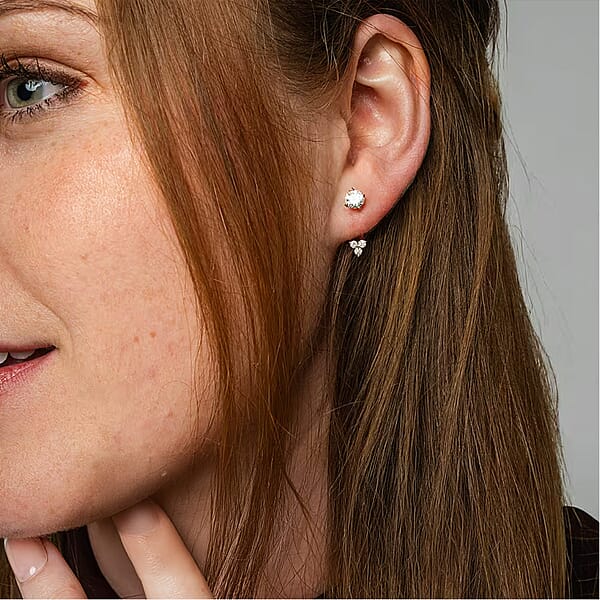 Luxuriant Lab Grown Diamond G-H SI 0.20 Ctw Earrings Jacket In Rhodium Over Sterling Silver