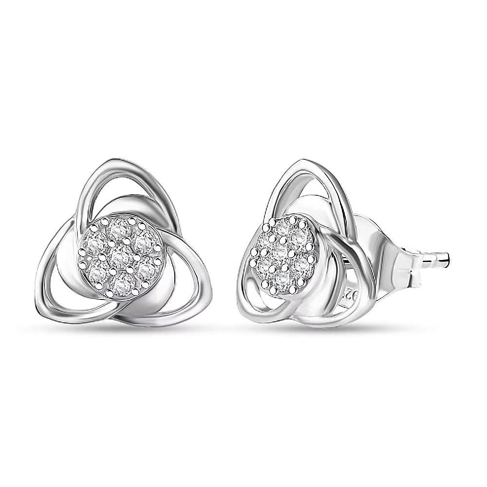 Luxuriant Lab Grown Diamond G-H SI 0.20 ctw Floral Stud Earrings in Rhodium Over Sterling Silver