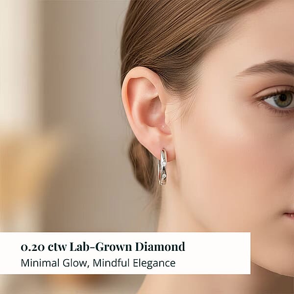 Luxuriant Lab Grown Diamond G-H SI 0.20 Ctw Hoop Earrings In Rhodium Over Sterling Silver