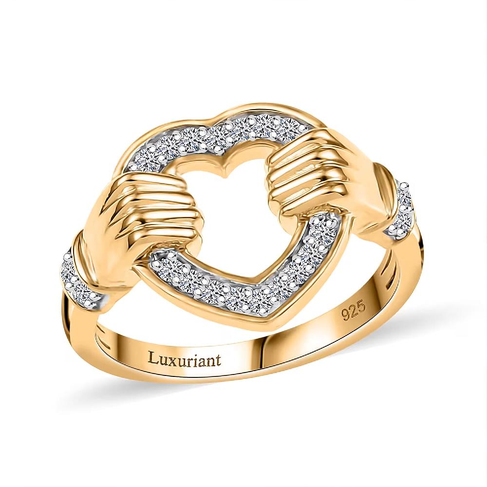 Luxuriant Lab Grown Diamond G-H SI 0.20 ctw Ring in 18K Vermeil Yellow Gold Over Sterling Silver