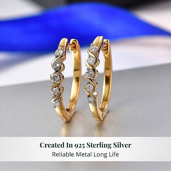 Luxuriant Lab Grown Diamond G-H SI 0.25 Ctw Earrings In 18K Yellow Gold Plated Sterling Silver