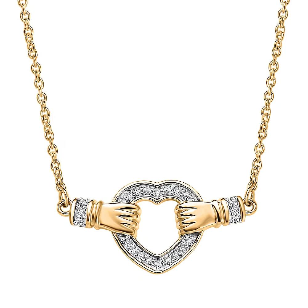 Luxuriant Lab Grown Diamond G-H SI 0.25 ctw Heart Necklace 18 Inches in 18K Vermeil Yellow Gold Over Sterling Silver