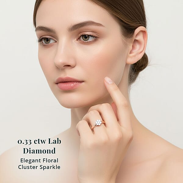 Luxuriant Lab Grown Diamond G-H SI 0.33 Ctw Ring In 18K Vermeil Rose Gold Over Sterling Silver