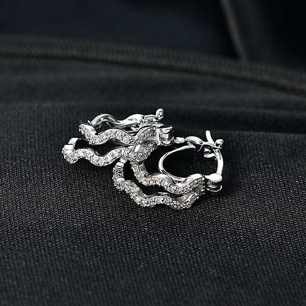 Luxuriant Lab Grown Diamond G-H SI 0.35 Ctw Earrings In Rhodium Over Sterling Silver