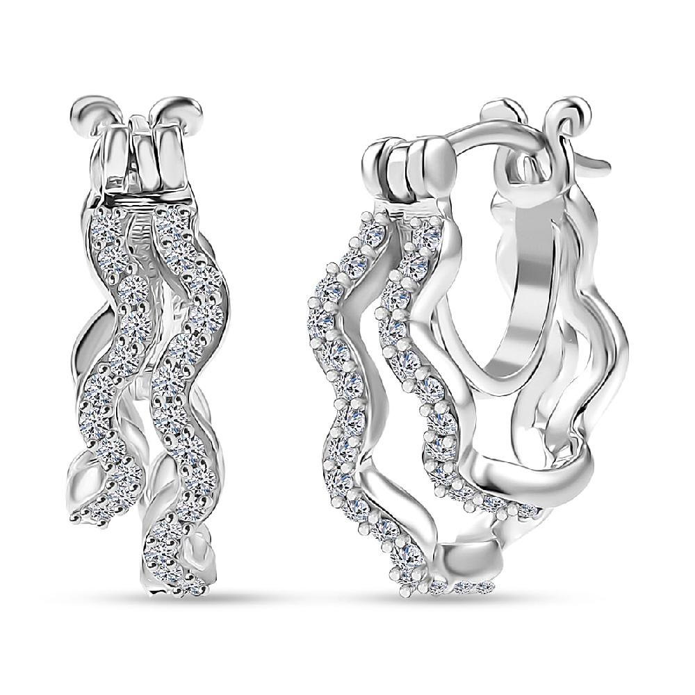 Luxuriant Lab Grown Diamond G-H SI 0.35 ctw Earrings in Rhodium Over Sterling Silver