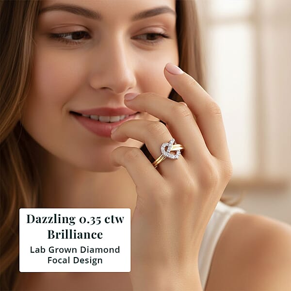 Luxuriant Lab Grown Diamond G-H SI 0.35 Ctw Infinity Heart Ring In 18K Vermeil YG And Rhodium Over Sterling Silver