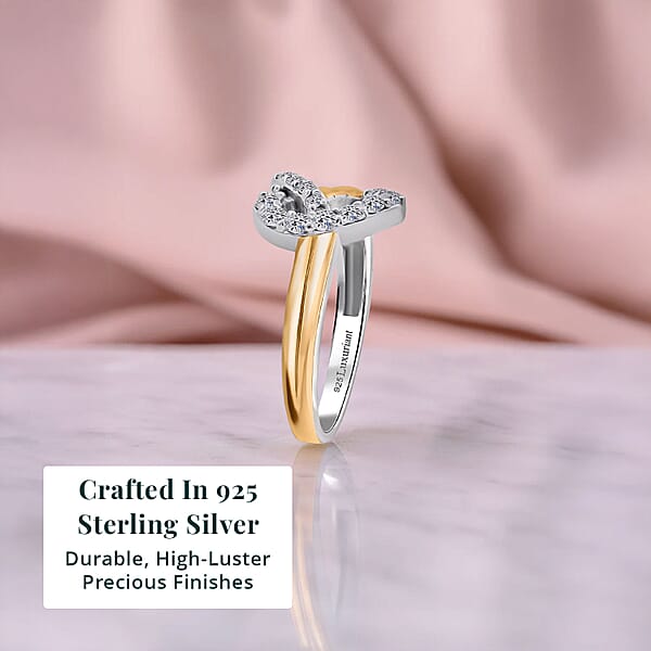 Luxuriant Lab Grown Diamond G-H SI 0.35 Ctw Infinity Heart Ring In 18K Vermeil YG And Rhodium Over Sterling Silver