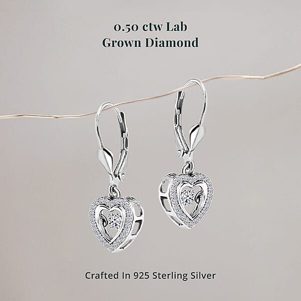Luxuriant Lab Grown Diamond G-H SI 0.40 Ctw Earrings In Rhodium Over Sterling Silver