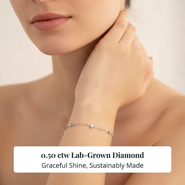 Luxuriant Lab Grown Diamond G-H SI 0.50 Ctw Bracelet In Rhodium Over Sterling Silver (6.50 In)
