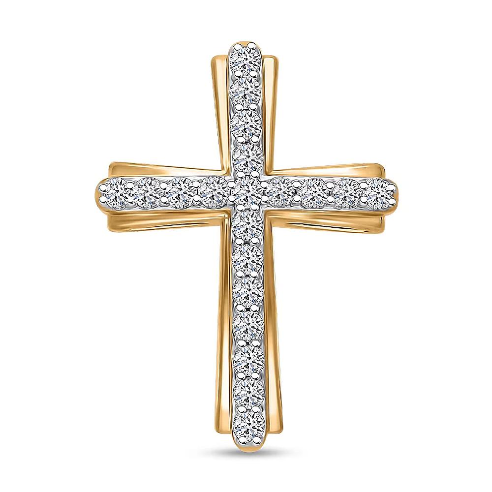 Luxuriant Lab Grown Diamond G-H SI 0.50 ctw Cross Pendant without Chain in Vermeil Yellow Gold Over Sterling Silver (Del. in 12-15 Days)