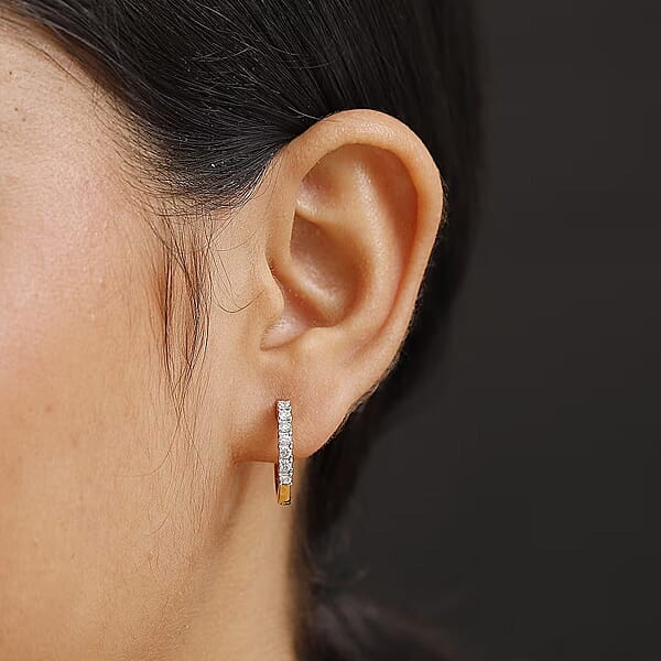 Luxuriant Lab Grown Diamond G-H SI 0.50 Ctw Hoop Earrings In 18K Vermeil Yellow Gold Over Sterling Silver (Del. In 12-15 Days)