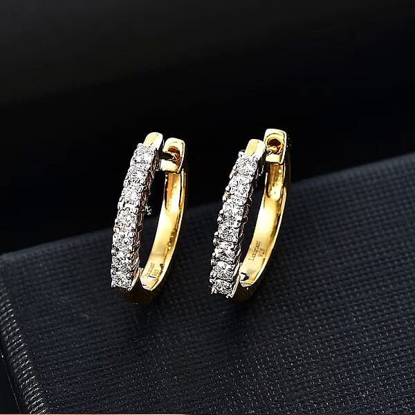 Luxuriant Lab Grown Diamond G-H SI 0.50 Ctw Hoop Earrings In 18K Vermeil Yellow Gold Over Sterling Silver (Del. In 12-15 Days)