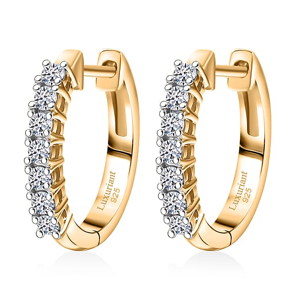 Luxuriant Lab Grown Diamond G-H SI 0.50 Ctw Hoop Earrings In 18K Vermeil Yellow Gold Over Sterling Silver (Del. In 12-15 Days)