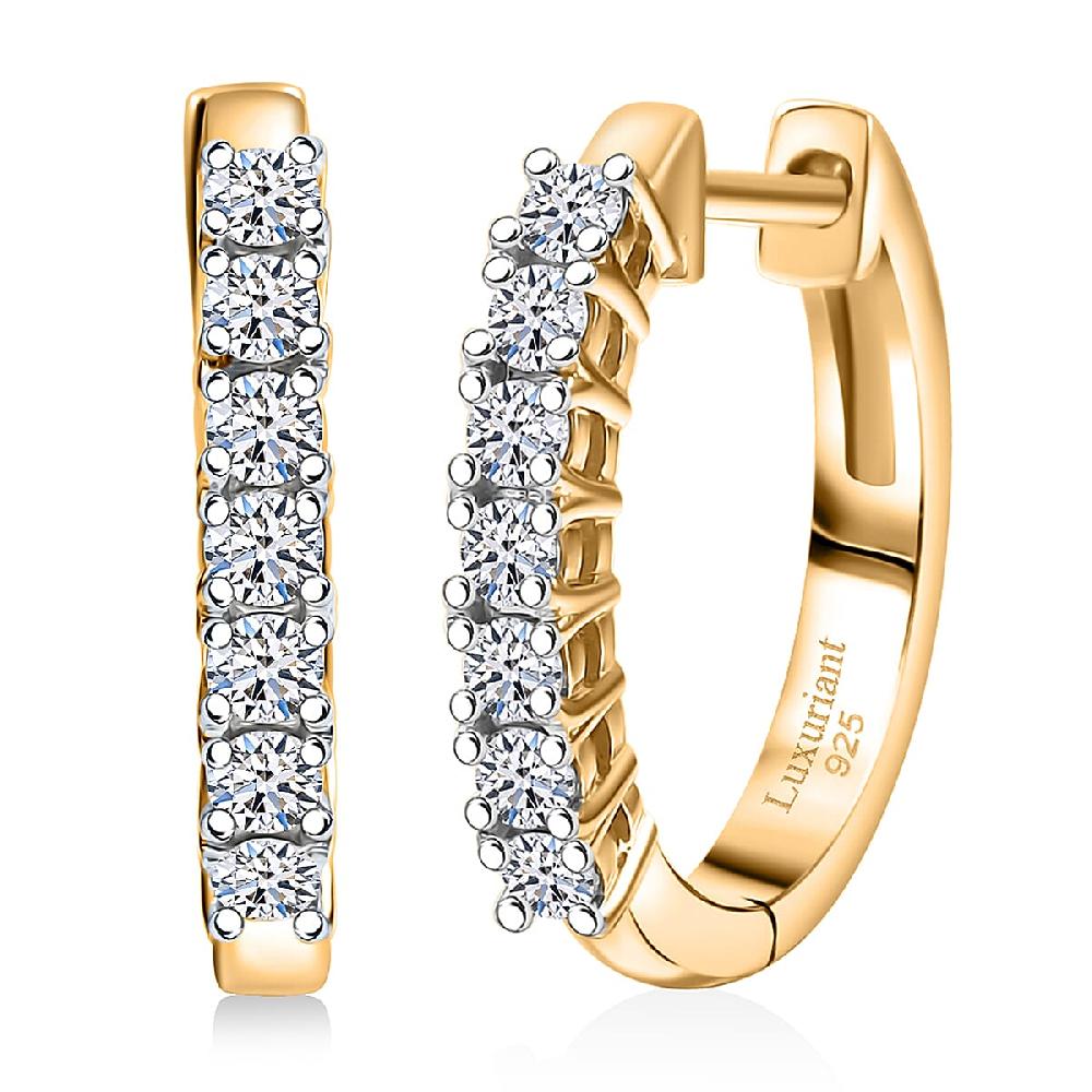 Luxuriant Lab Grown Diamond G-H SI 0.50 ctw Hoop Earrings in 18K Vermeil Yellow Gold Over Sterling Silver (Del. in 12-15 Days)