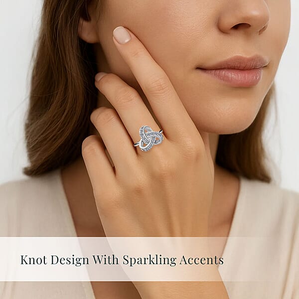 Luxuriant Lab Grown Diamond G-H SI 0.50 Ctw Knot Ring In Rhodium Over Sterling Silver