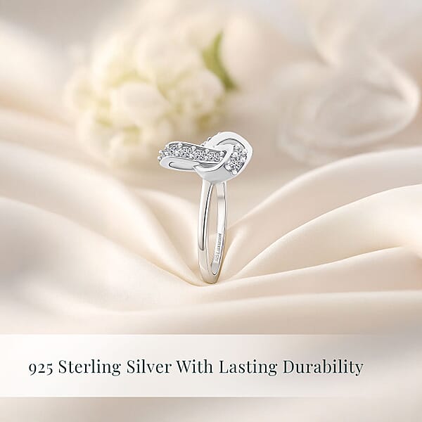 Luxuriant Lab Grown Diamond G-H SI 0.50 Ctw Knot Ring In Rhodium Over Sterling Silver