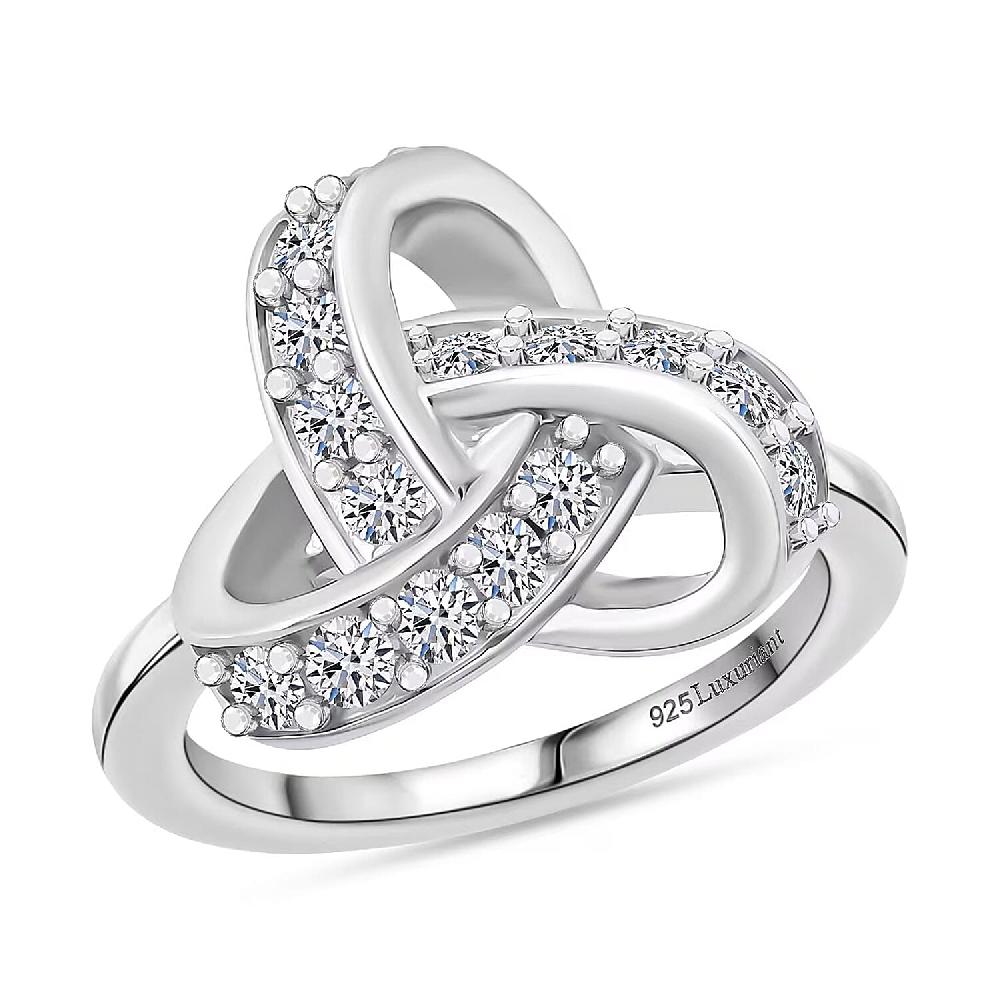 Luxuriant Lab Grown Diamond G-H SI 0.50 ctw Knot Ring in Rhodium Over Sterling Silver
