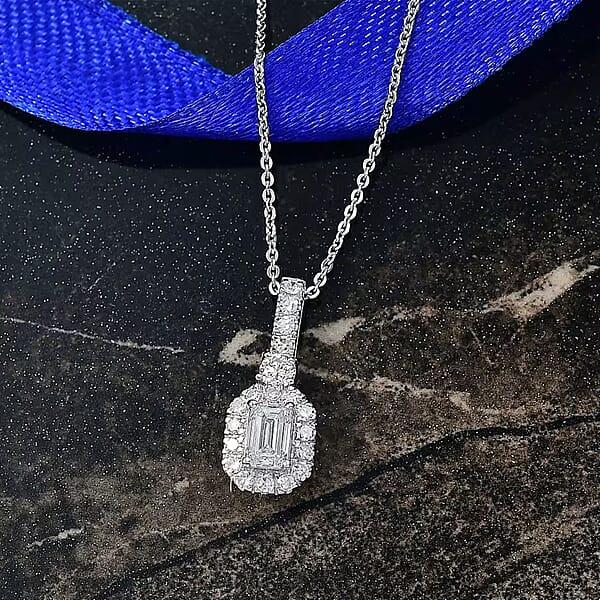 Luxuriant Lab Grown Diamond G-H SI 0.90 Ctw Classic Halo Pendant Necklace In Rhodium Over Sterling Silver 20 Inches