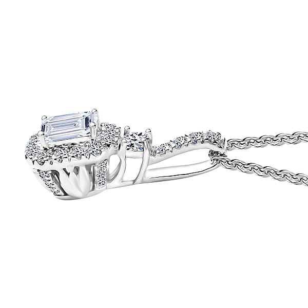 Luxuriant Lab Grown Diamond G-H SI 0.90 Ctw Classic Halo Pendant Necklace In Rhodium Over Sterling Silver 20 Inches