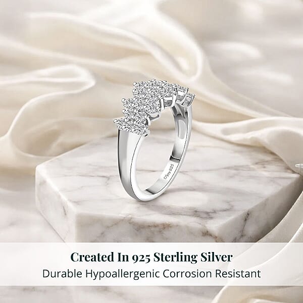 Luxuriant Lab Grown Diamond G-H SI 1.00 Ctw Cluster Ring In Rhodium Over Sterling Silver (Del. In 12-15 Days)
