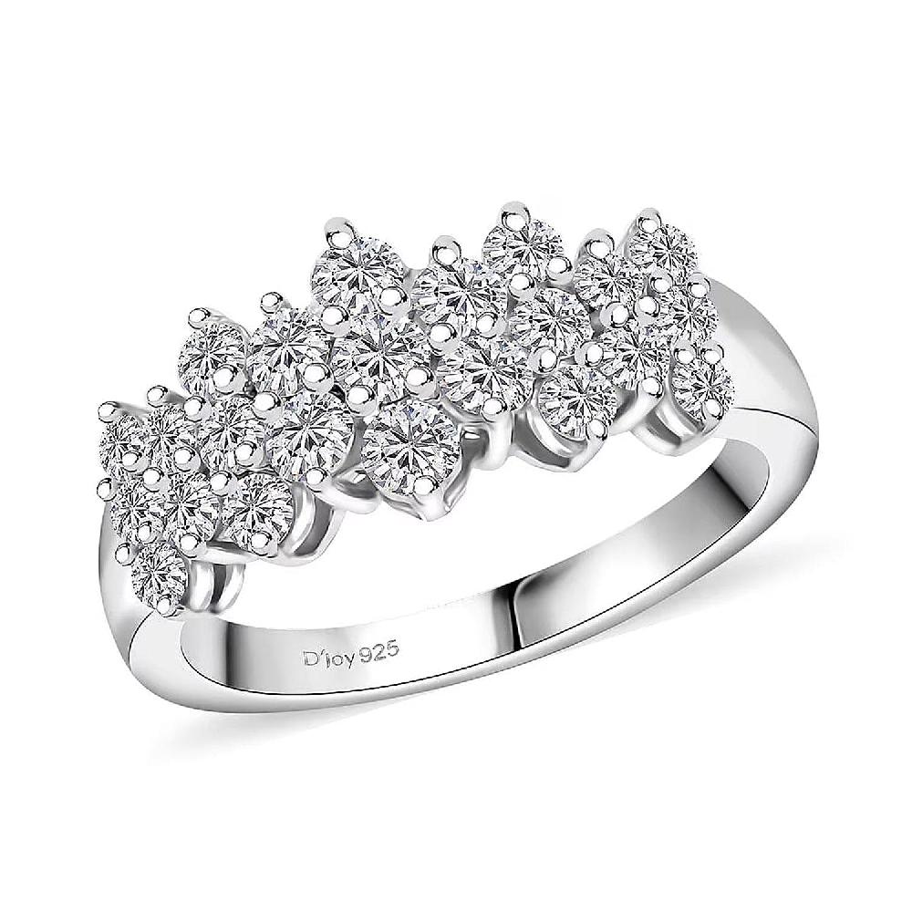 Luxuriant Lab Grown Diamond G-H SI 1.00 ctw Cluster Ring in Rhodium Over Sterling Silver (Del. in 12-15 Days)