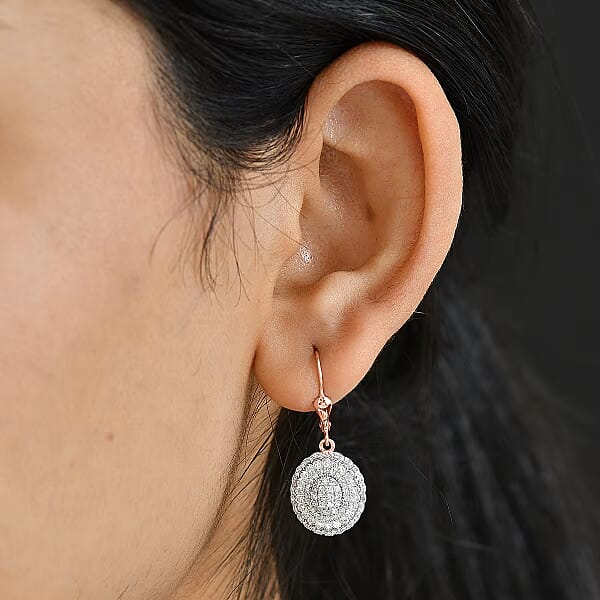Luxuriant Lab Grown Diamond G-H SI 1.00 Ctw Earrings In 18K Vermeil Rose Gold Over Sterling Silver