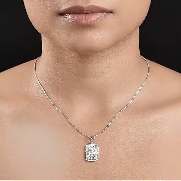 Luxuriant Lab Grown Diamond G-H SI 1.00 Ctw Firecracker Pendant Necklace In Rhodium Over Sterling Silver 20 Inches (Del. In 12-15 Days)