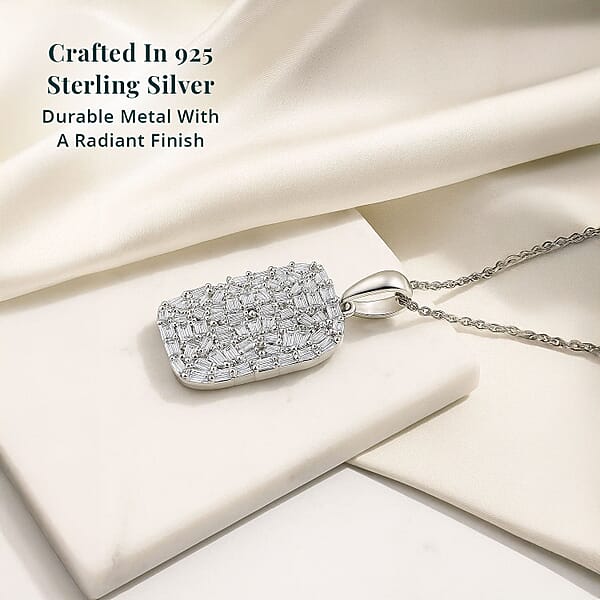Luxuriant Lab Grown Diamond G-H SI 1.00 Ctw Firecracker Pendant Necklace In Rhodium Over Sterling Silver 20 Inches (Del. In 12-15 Days)