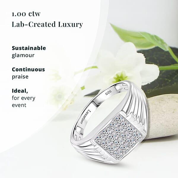 Luxuriant Lab Grown Diamond G-H SI 1.00 Ctw Men's Ring In Platinum Over Sterling Silver (Del. In 12-15 Days)