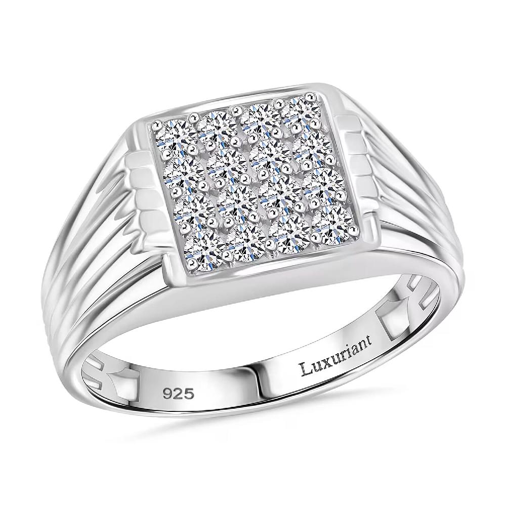 Luxuriant Lab Grown Diamond G-H SI 1.00 ctw Men's Ring in Platinum Over Sterling Silver (Del. in 12-15 Days)