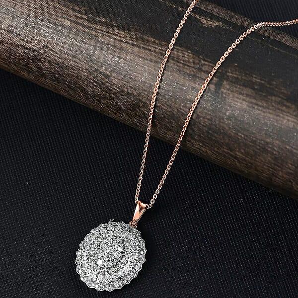 Luxuriant Lab Grown Diamond G-H SI 1.00 Ctw Pendant Necklace In 18K Vermeil Rose Gold Over Sterling Silver 20 Inches