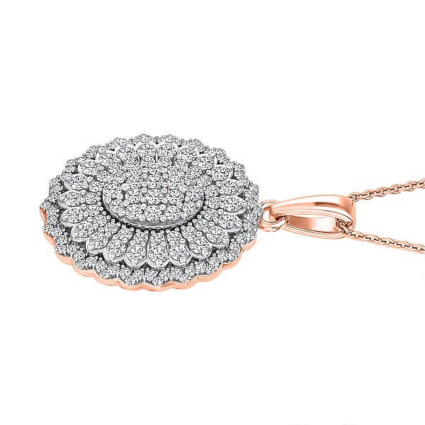 Luxuriant Lab Grown Diamond G-H SI 1.00 Ctw Pendant Necklace In 18K Vermeil Rose Gold Over Sterling Silver 20 Inches