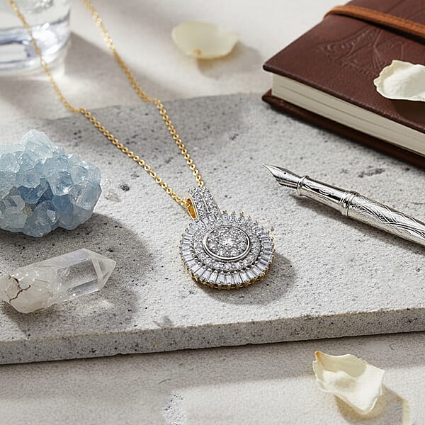 Luxuriant Lab Grown Diamond G-H SI 1.00 Ctw Pendant Necklace In 18K Vermeil Yellow Gold Over Sterling Silver 20 Inches