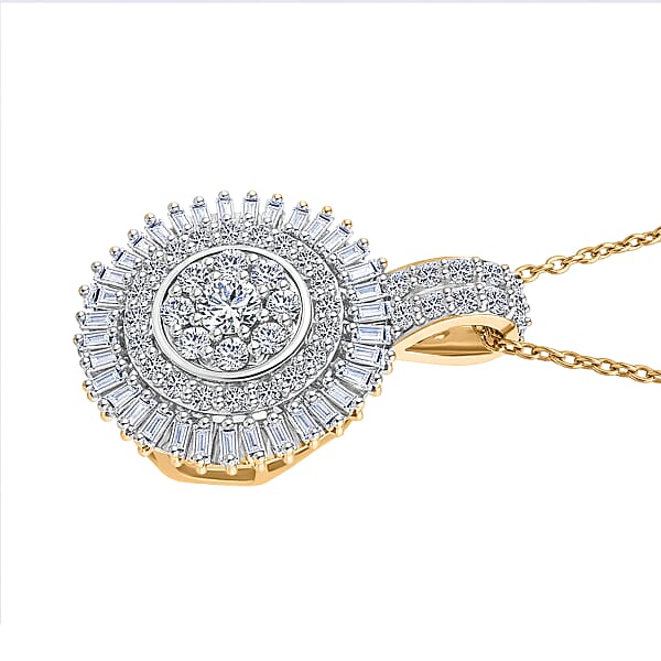Luxuriant Lab Grown Diamond G-H SI 1.00 Ctw Pendant Necklace In 18K Vermeil Yellow Gold Over Sterling Silver 20 Inches