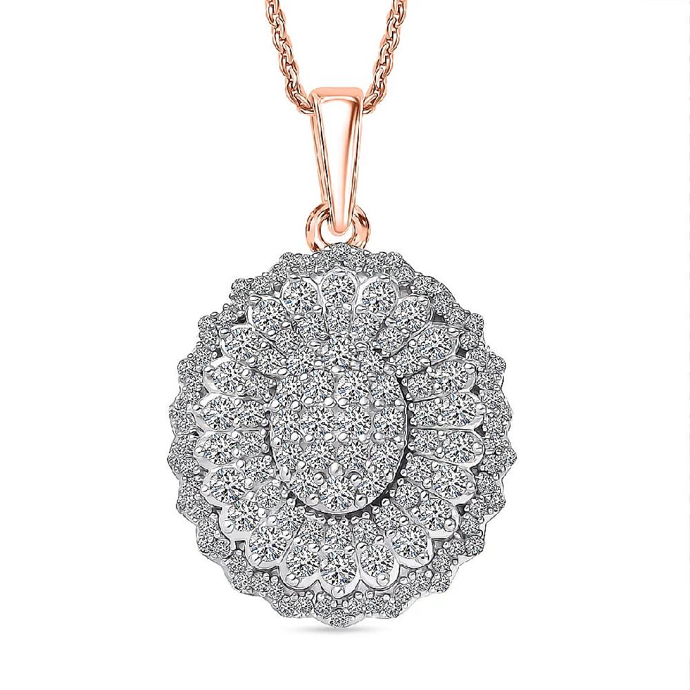 Luxuriant Lab Grown Diamond G-H SI 1.00 ctw Pendant Necklace in 18K Vermeil Rose Gold Over Sterling Silver 20 Inches