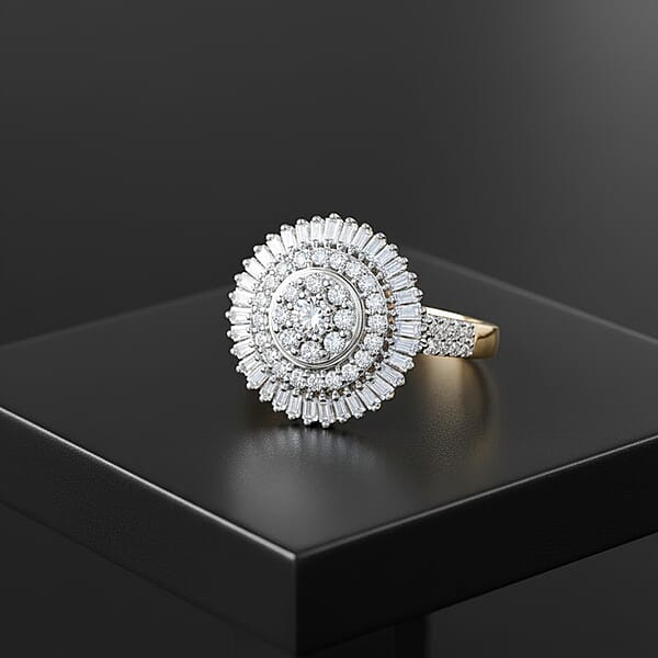 Luxuriant Lab Grown Diamond G-H SI 1.00 Ctw Ring In 18K Vermeil Yellow Gold Over Sterling Silver
