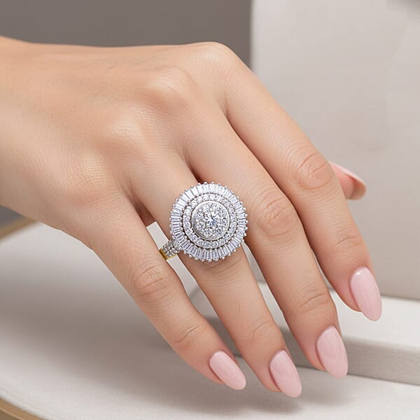 Luxuriant Lab Grown Diamond G-H SI 1.00 Ctw Ring In 18K Vermeil Yellow Gold Over Sterling Silver