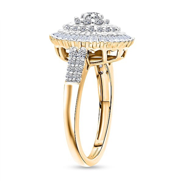 Luxuriant Lab Grown Diamond G-H SI 1.00 Ctw Ring In 18K Vermeil Yellow Gold Over Sterling Silver