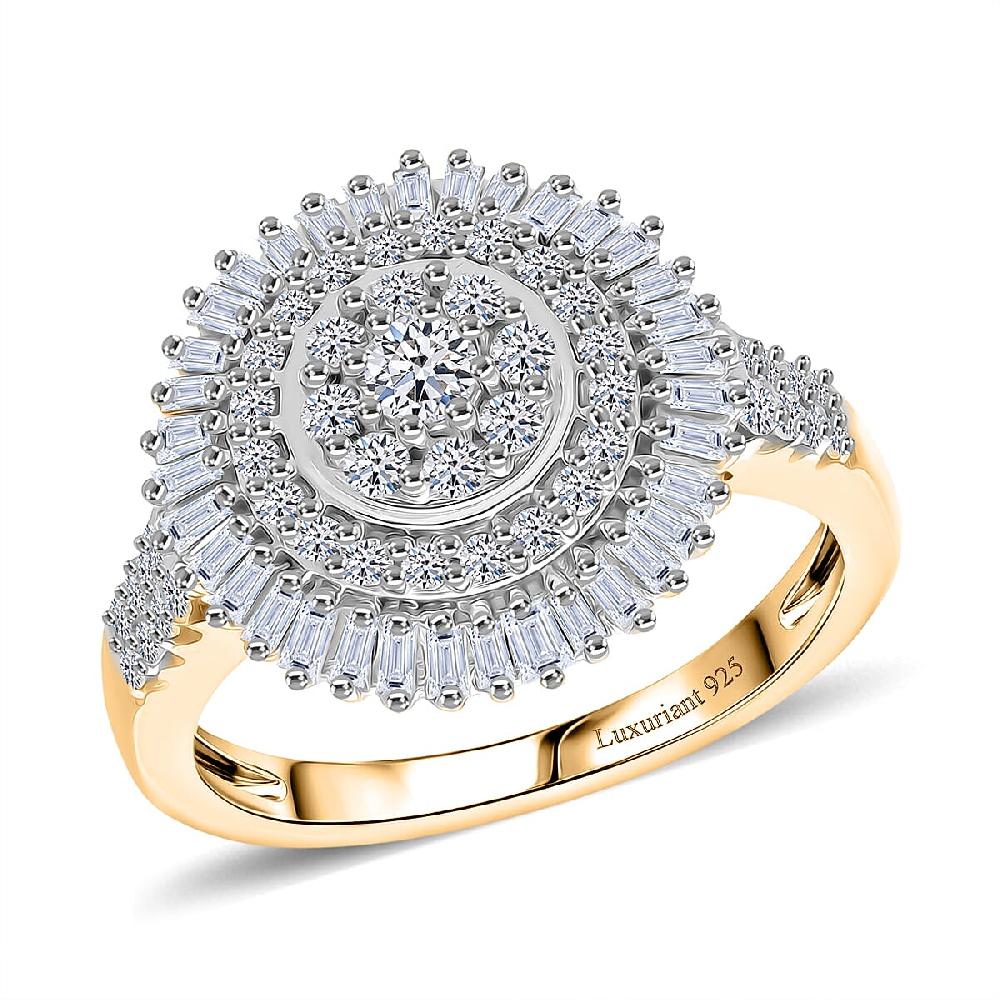 Luxuriant Lab Grown Diamond G-H SI 1.00 ctw Ring in 18K Vermeil Yellow Gold Over Sterling Silver