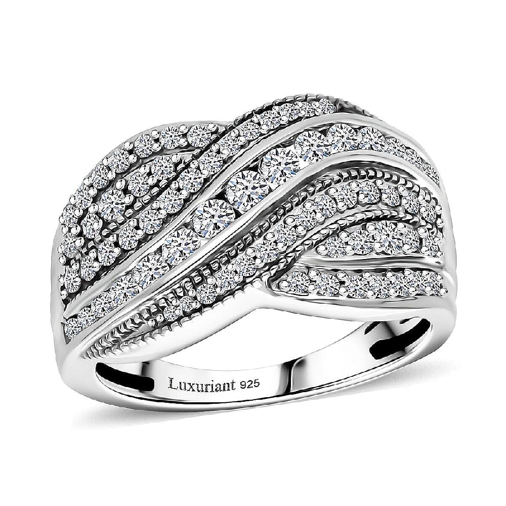 Luxuriant Lab Grown Diamond G-H SI 1.00 ctw Ring in Rhodium Over Sterling Silver