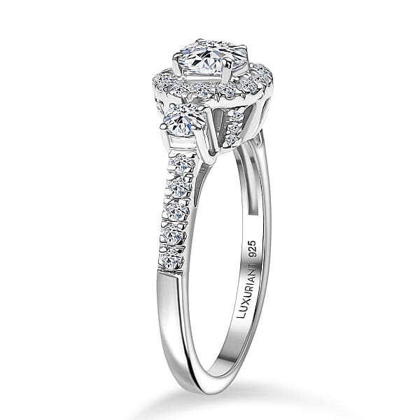 Luxuriant Lab Grown Diamond G-H SI 1.10 Ctw Classic Halo Ring In Rhodium Over Sterling Silver
