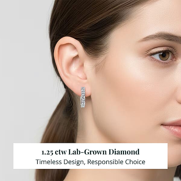 Luxuriant Lab Grown Diamond G-H SI 1.25 Ctw Art Deco Earrings In Rhodium Over Sterling Silver