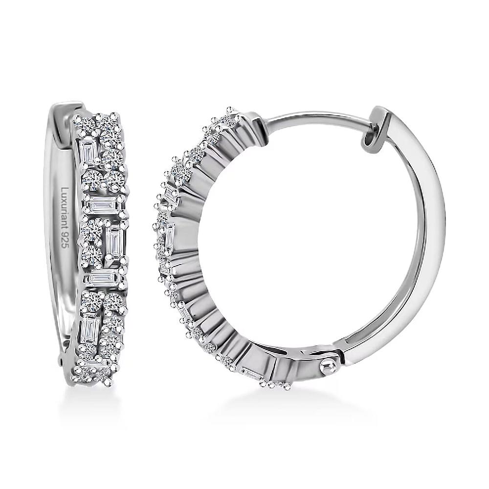 Luxuriant Lab Grown Diamond G-H SI 1.25 ctw Art Deco Earrings in Rhodium Over Sterling Silver