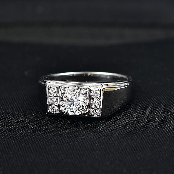 Luxuriant Lab Grown Diamond G-H SI 1.25 Ctw Men's Ring In Rhodium Over Sterling Silver