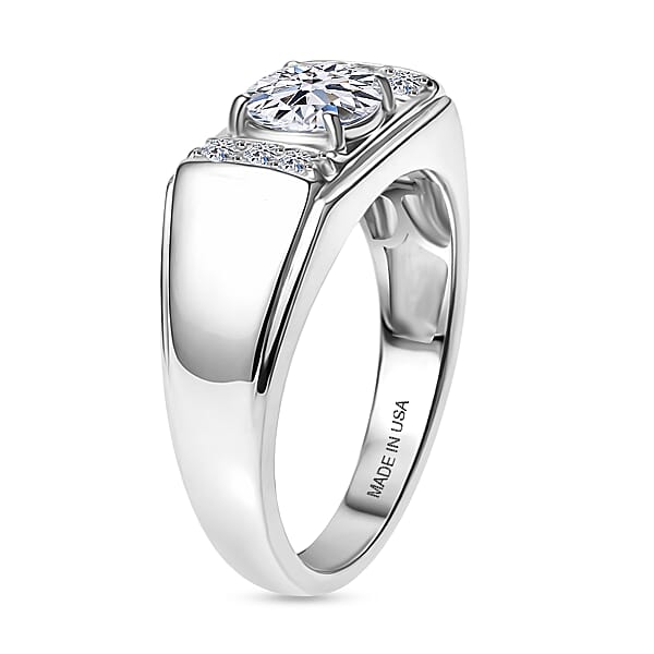 Luxuriant Lab Grown Diamond G-H SI 1.25 Ctw Men's Ring In Rhodium Over Sterling Silver