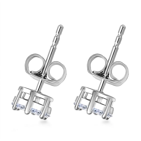 Luxuriant Lab Grown Diamond G-H SI 1.50 Ctw Floral Stud Earrings In Rhodium Over Sterling Silver (Del. In 12-15 Days)