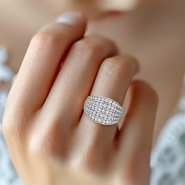 Luxuriant Lab Grown Diamond G-H SI 1.50 Ctw Ring In Platinum Over Sterling Silver
