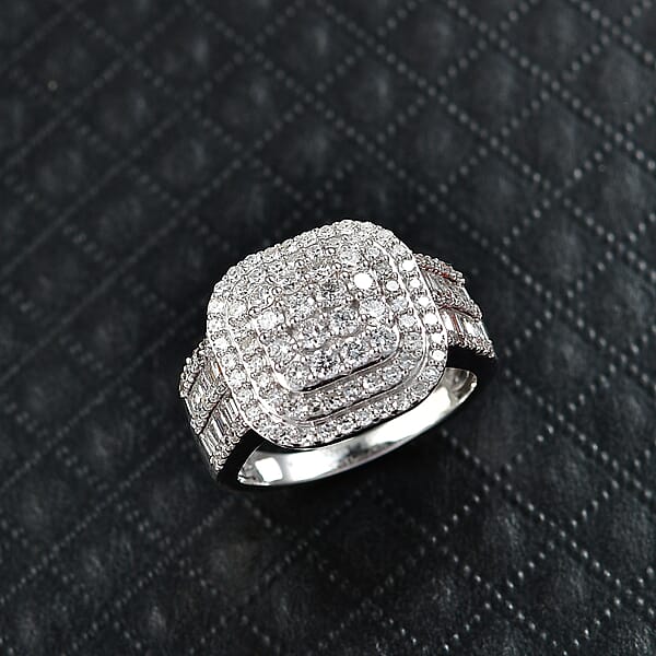 Luxuriant Lab Grown Diamond G-H SI 1.50 Ctw Ring In Rhodium Over Sterling Silver
