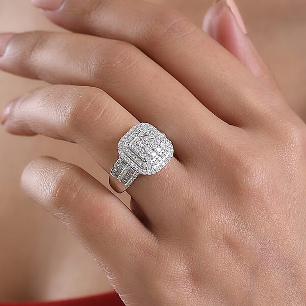 Luxuriant Lab Grown Diamond G-H SI 1.50 Ctw Ring In Rhodium Over Sterling Silver
