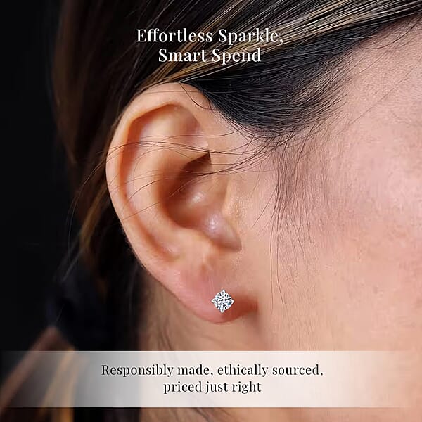 Luxuriant Lab Grown Diamond G-H SI 1.50 Ctw Solitaire Stud Earrings In Platinum Over Sterling Silver